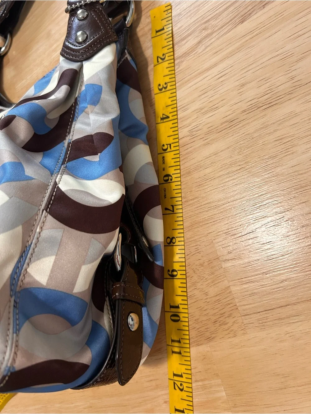 Coach Op Art Print Maggie Hobo Satin Fabric Glam Shoulder Bag Y2K